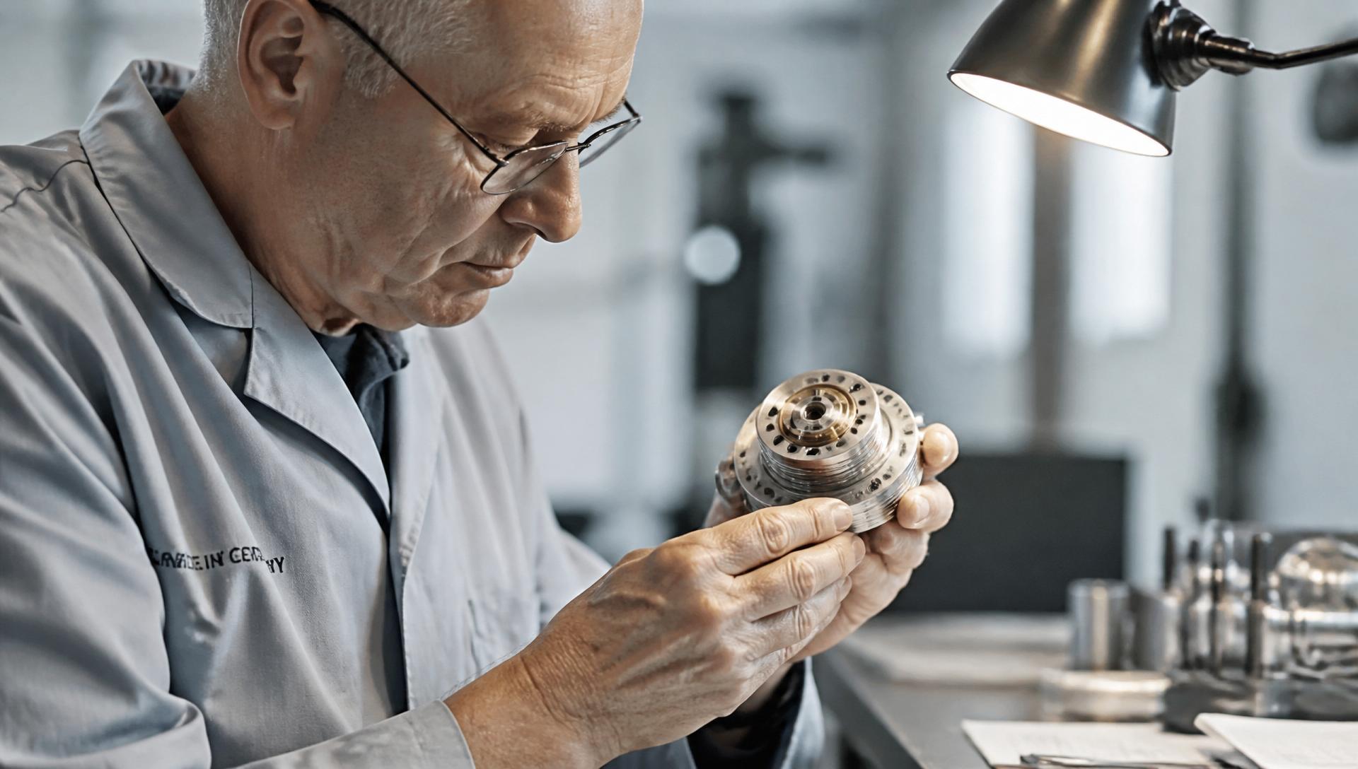 RIBE Ingenieur bei der Präzisionsprüfung eines Bauteils